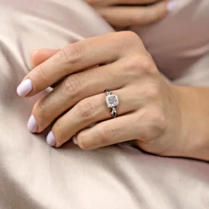 2.10 Ct Cushion Cut IGI Certified Lab-Grown Diamond Engagement Ring in 14K White Gold