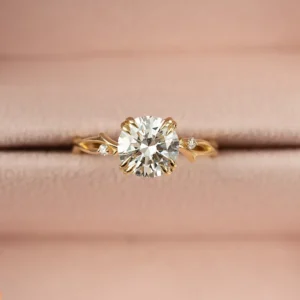round lab grown diamond engagement ring 14k yellow gold dubai