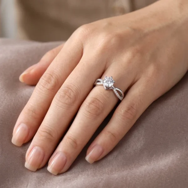 2.15 Ct Round Brilliant Diamond Engagement Ring in 14K White Gold – IGI Certified Luxury Design