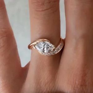 2.00 CT Marquise East-West Lab Diamond Ring in 14K Gold – IGI Certified (VS1/E)