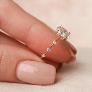 2.15 Ct Oval IGI Certified Diamond Engagement Ring in 14K White Gold – Nature-Inspired Luxury Design