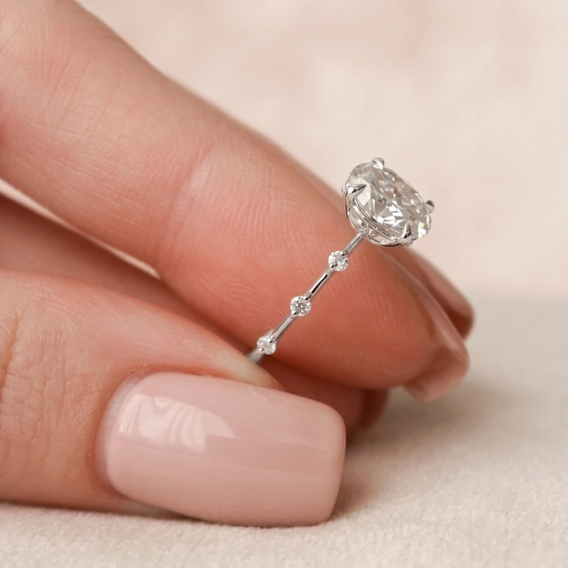 2.15 Ct Oval IGI Certified Diamond Engagement Ring in 14K White Gold – Nature-Inspired Luxury Design 7 2.15 Ct Oval IGI Certified Diamond Engagement Ring in 14K White Gold – Nature-Inspired Luxury Design - Image 7