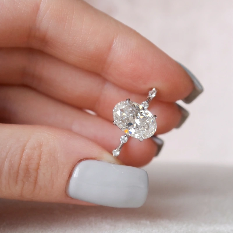 2.15 Ct Oval IGI Certified Diamond Engagement Ring in 14K White Gold – Nature-Inspired Luxury Design 9 2.15 Ct Oval IGI Certified Diamond Engagement Ring in 14K White Gold – Nature-Inspired Luxury Design - Image 9