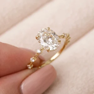 2.15 Ct Oval IGI Certified Diamond Engagement Ring in 14K White Gold – Nature-Inspired Luxury Design
