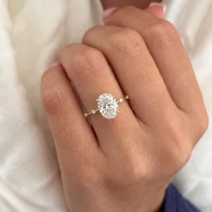 2.15 Ct Oval IGI Certified Diamond Engagement Ring in 14K White Gold – Nature-Inspired Luxury Design