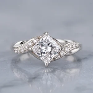 2.20 CT Princess Cut Lab Grown Diamond Engagement Ring E VVS2 14k Rose Gold IGI