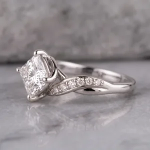 2.20 CT Princess Cut Lab Grown Diamond Engagement Ring E VVS2 14k Rose Gold IGI