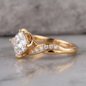 2.20 CT Princess Cut Lab Grown Diamond Engagement Ring E VVS2 14k Rose Gold IGI