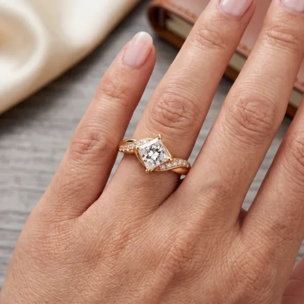 2.20 CT Princess Cut Lab Grown Diamond Engagement Ring E VVS2 14k Rose Gold IGI