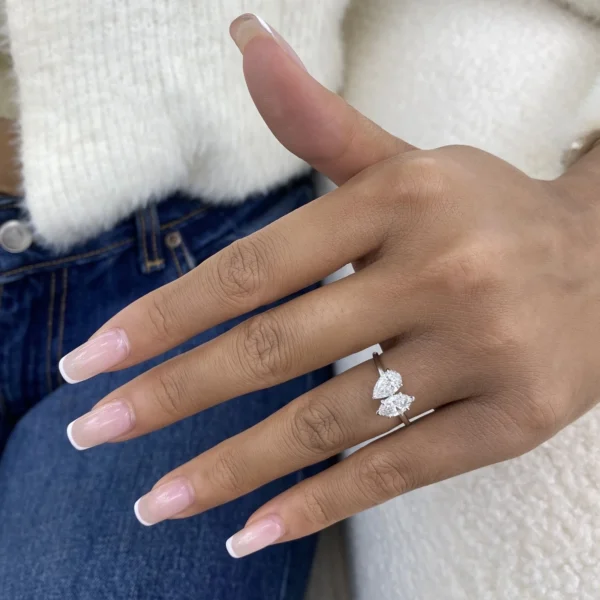2.00 CT Pear & Marquise Toi et Moi Lab Diamond Ring in 14K White Gold – IGI Certified