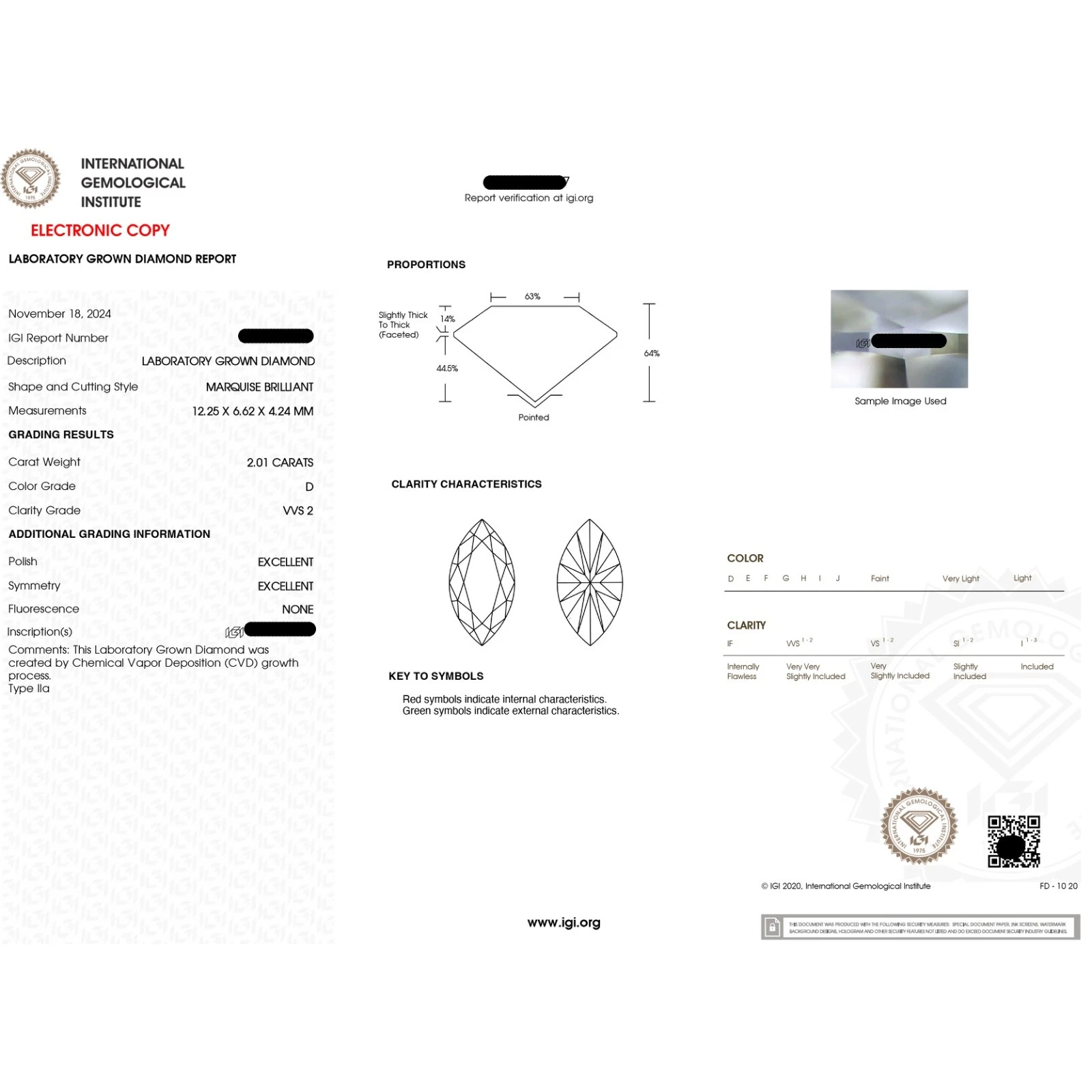 2.2 CT Lab Grown IGI CERTIFIED D VVS2 Marquise Cut Diamond 14k White Gold Ring - Image 5