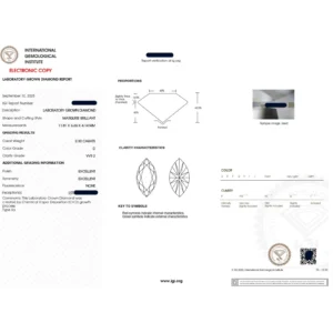 2.30 CT Marquise Cut IGI Certified Lab Diamond Engagement Ring in 14K White Gold | D Color VVS2