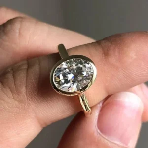 Oval Cut Lab Grown Diamond Engagement Ring 14K Yellow Gold Dubai – 1.60 CT IGI D VVS2