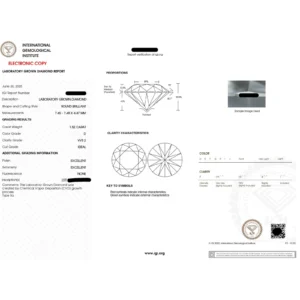 1.50 Ct Round Lab Grown Diamond Ring Dubai – IGI D VVS2 CVD Engagement Ring in 14K Gold