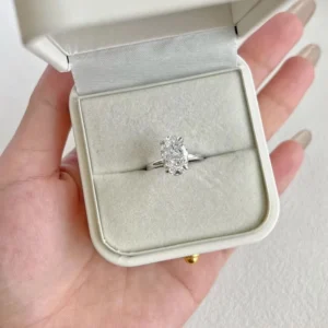 3.00 CT Oval Cut IGI Certified Lab-Grown Diamond Solitaire Ring in 18K White Gold | D VS1