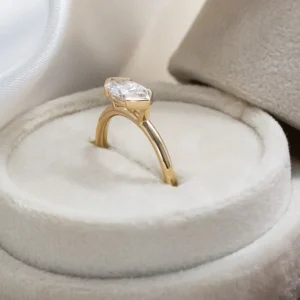 1.00 Ct Marquise Lab Grown Diamond Ring 14K Yellow Gold Dubai – IGI Certified E VVS2