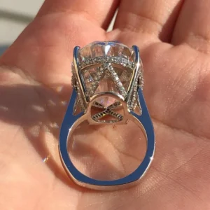 10.5Ct Oval Lab Grown Diamond Engagement Ring 14K White Gold Dubai UAE