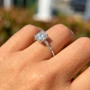 2.00ct Cushion Cut Lab Diamond Engagement Ring in 14K Gold (D VVS2, IGI Certified, Dubai Crafted)