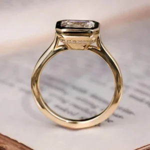 1.50Ct Emerald Cut Lab Grown Diamond Engagement Ring in 14K Yellow Gold – IGI Certified | Dubai Luxury Jewelry