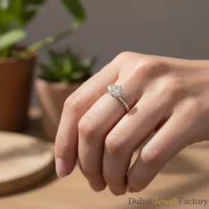 2.00 Ct Pear Cut East-West Lab-Grown Diamond Solitaire Ring | F VS1 | IGI Certified 14K Gold Engagement Ring Dubai