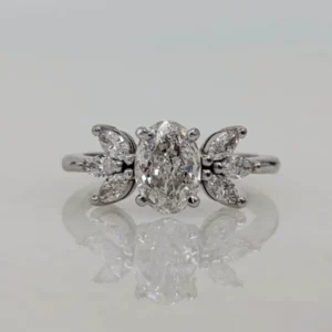 1.90 CTW Lab Grown Diamond Engagement Ring in 14K White Gold Dubai – IGI Certified Oval Cut