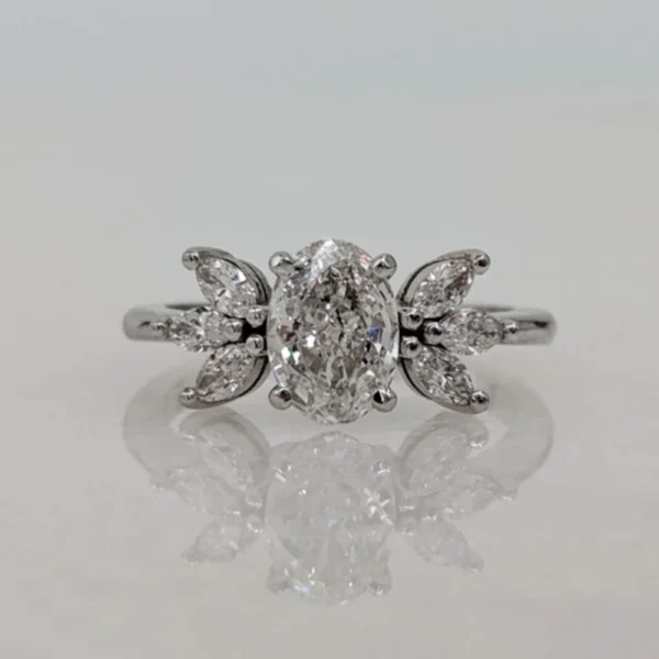 1.90 CTW Lab Grown Diamond Engagement Ring in 14K White Gold Dubai – IGI Certified Oval Cut