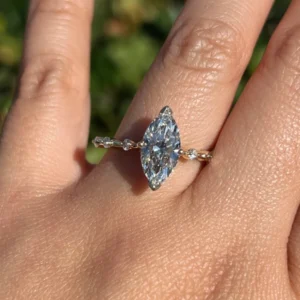 2.20ct Marquise Cut Lab Grown Diamond Wedding Ring in 18k White Gold | Dubai Jewel Factory