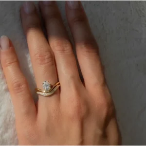 18K Yellow Gold Oval Lab Grown Diamond Bridal Set 1.40 TCW D VVS2 IGI Certified – Dubai UAE