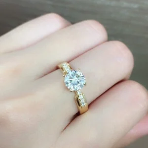 2.20 CT Round IGI Certified Lab-Grown Diamond Engagement Ring in 14K Yellow Gold | D Color VVS2