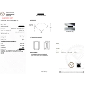 Emerald Cut Lab Grown Diamond Engagement Ring in 14K Yellow Gold Dubai – 1.50 CT D VVS1 IGI Certified