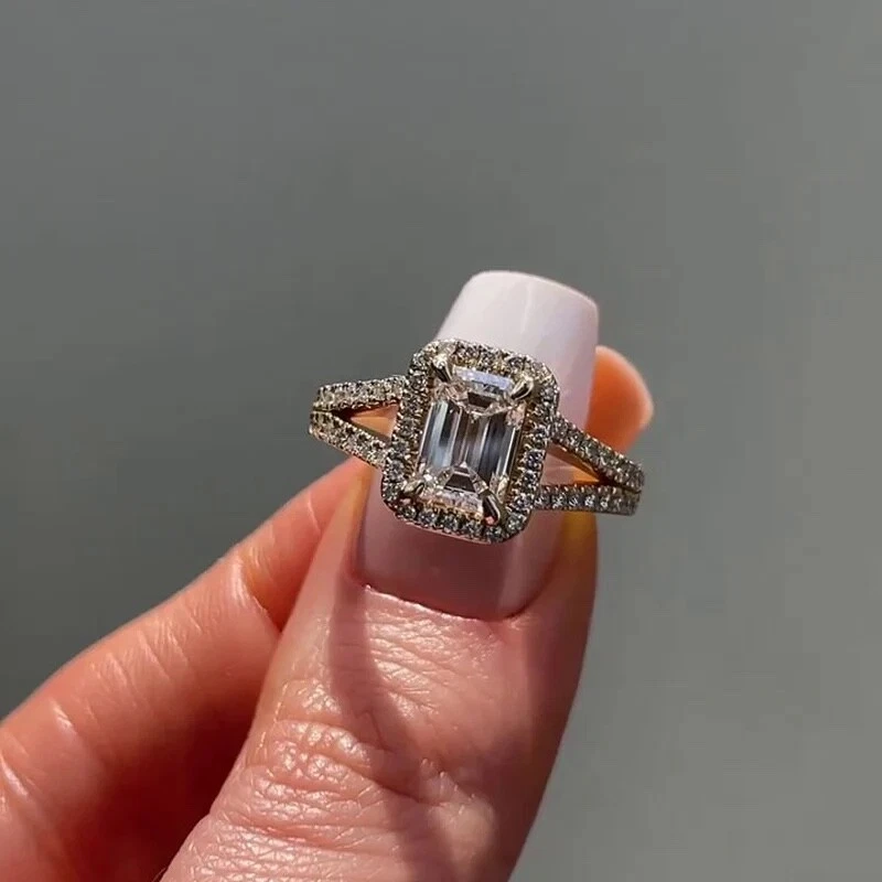 2.10 Ct Emerald Cut Lab Diamond Engagement Ring E/VVS2 – 18K Gold, Dubai Crafted - Image 2