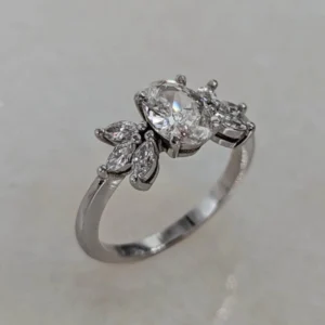 1.90 CTW Lab Grown Diamond Engagement Ring in 14K White Gold Dubai – IGI Certified Oval Cut