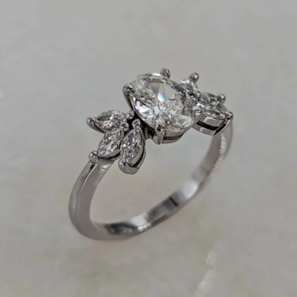 1.90 CTW Lab Grown Diamond Engagement Ring in 14K White Gold Dubai – IGI Certified Oval Cut