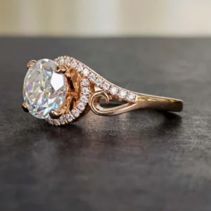 Round Lab Grown Diamond Engagement Ring 14K Rose Gold Dubai UAE – 4.20 CT IGI Certified D VVS2