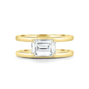 Emerald Cut Lab Grown Diamond Engagement Ring in 14K Yellow Gold Dubai – 1.50 CT D VVS1 IGI Certified