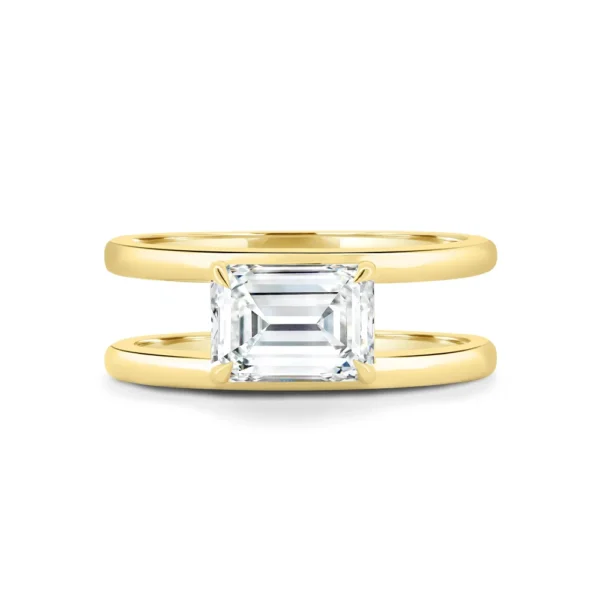 Emerald Cut Lab Grown Diamond Engagement Ring in 14K Yellow Gold Dubai – 1.50 CT D VVS1 IGI Certified