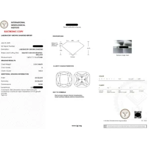 2.15ct Cushion-Cut Lab Diamond Engagement Ring in 18K White Gold (IGI Certified, D/VVS2)