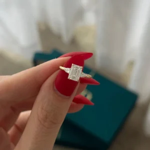 2.00 CTW Emerald Cut Lab Diamond Trilogy Ring in 14K Gold (E/VVS2, IGI Certified)