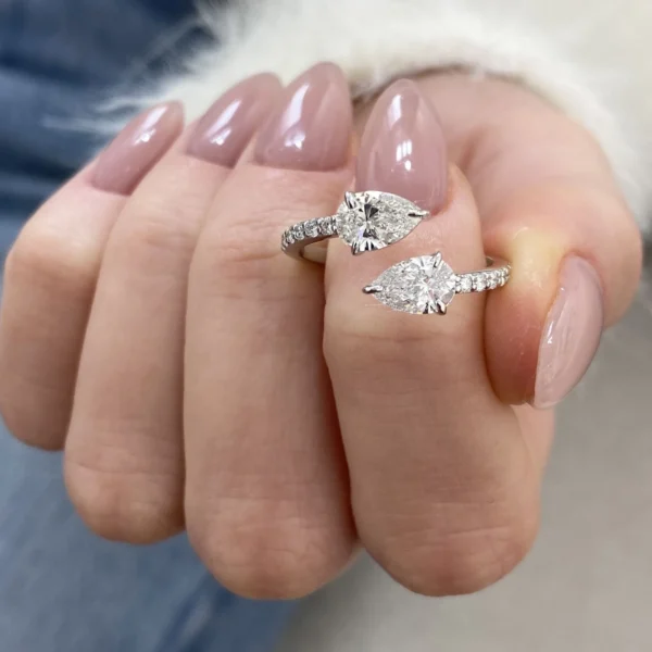 Lab Grown Diamond Engagement Wrap Ring 14K Gold Dubai – 1.36 CTW Pear Cut IGI Certified