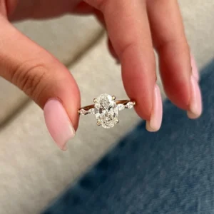 lab grown diamond ring 14k yellow gold dubai oval 2.30ct