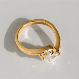 1.50 CT Marquise Lab Grown Diamond Ring in 14K Yellow Gold Dubai UAE
