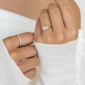 Pear Lab Grown Diamond Ring 14K Yellow Gold 1.50 Ct Dubai