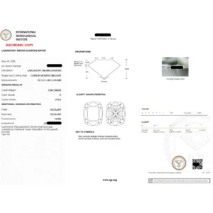3CT Cushion Lab Grown Diamond Engagement Ring 14K Yellow Gold Dubai UAE – IGI Certified Luxury Ring
