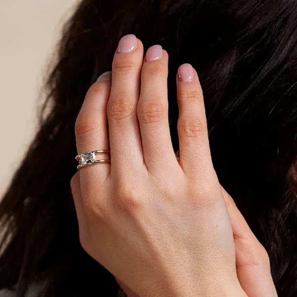 1.50 CT Emerald Cut Lab Grown Diamond Engagement Ring IGI Cert D VVS1 14k Gold