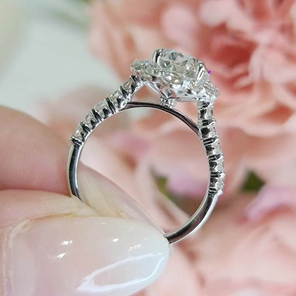 Lab Grown Diamond Halo Ring 14K White Gold Dubai – 2.60CT Oval D VVS2 IGI Certified - Image 3