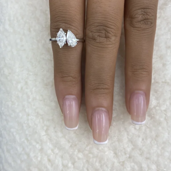 2.00 CT Pear & Marquise Toi et Moi Lab Diamond Ring in 14K White Gold – IGI Certified
