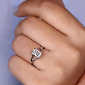 Emerald Cut Lab Grown Diamond Ring 14K White Gold Dubai – 2.00CT IGI D VVS2