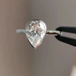 2.00 carat pear cut lab grown diamond ring Dubai IGI certified 14K white gold