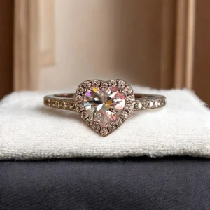 Heart Lab Grown Diamond Wedding Ring 14K White Gold IGI Certified Dubai