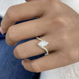 Marquise Lab Grown Diamond Engagement Ring 14K Yellow Gold Dubai UAE – 1.15 Ct IGI Certified Solitaire